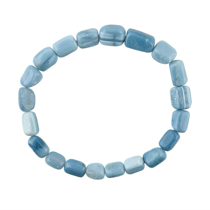 CRYSTALINES Round Beads Stretchable Unisex Bracelet, Natural Blue Opal Gemstone, Stretch Jewelry for Men Women, Healing Bracelets, Handmade, Chakra Stones, Healing Bracelet, Birthstone