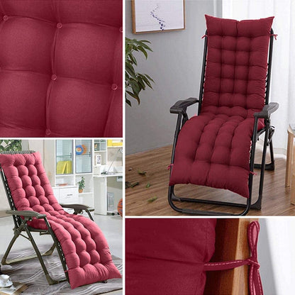 Sun Lounger Chair Cushions, Sundlight Patio Cushions Chaise Mattress Recliner Quilted Thick Padded Seat Cushion Reclining Chair Rocking with Ties (Red, 155x48x8cm/61x18.89x3.14inch)