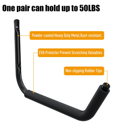 UNITEDPOWER Kayak Storage Racks, Garage Hangers, Wall Hooks for Canoe, Ladder, Bicycle, Folding Chairs, Surfboard, Snowboard, Hose and Tools, Indoor, Outdoor 6-Pack