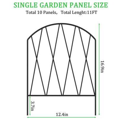 10 Pack Decorative Garden Fence Animal Barrier,11ft(L) x 16in(H) Rustproof Metal Wire No Dig Fence Border for Dogs,Anti Digging Flower Edging for Outdoor,Landscape,Patio & Yard,Arched