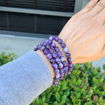 Adabele Real Natural Purple Amethyst Gemstone Beaded Bracelet 7 inch Stretch Chakra Healing Crystal Stone Jewelry Women Mom Gift (Unisex) GB8-16