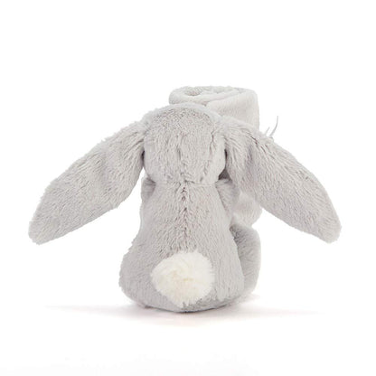 Jellycat Bashful Grey Bunny Soother, 13.5 inches - Security Blanket and Lovey for Babies - Baby Gift
