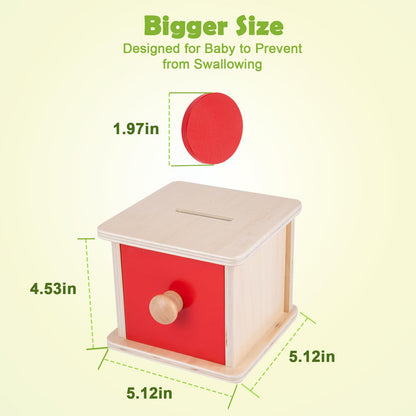 Adena Montessori Coin Lock Box,2 in 1 Object Permanence Box Toys for 1 Year Old Baby Coins,Wooden Mechanisms Help Develop Probelm Solving Skills Toys for 6-12 Month Infant Toys,Learning Kids Gifts