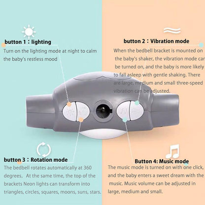 CUTIE PUMPKIN Baby Crib Mobile for Pack and Play,Bassinet Mobile with Music,Rotation,Nursy Lights,Natural Sounds,Timer Function,Starlight Projection,Pack n Play Crib Mobile Toys for Newborn Baby