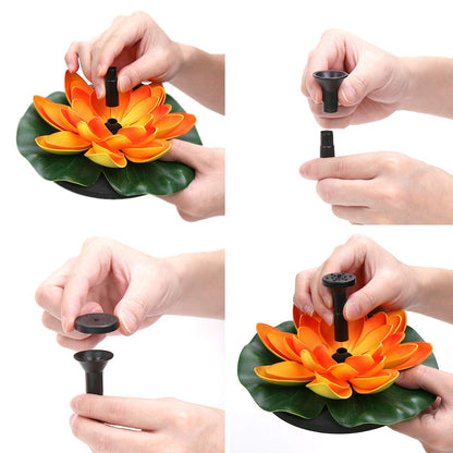 Solar Water Fountain for Bird Baths, Floating Solar Powered Water Fountain Pump for Birdbath, Garden, Pond, Pool, Outdoor Decor, Water Lily, Orange