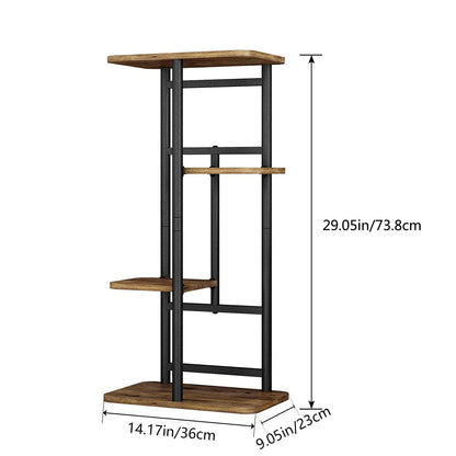 LINZINAR Plant Stand Indoor 4 Tier 5 Potted Multiple Plant Shelf Stands for Garden Corner Balcony Living Room Black