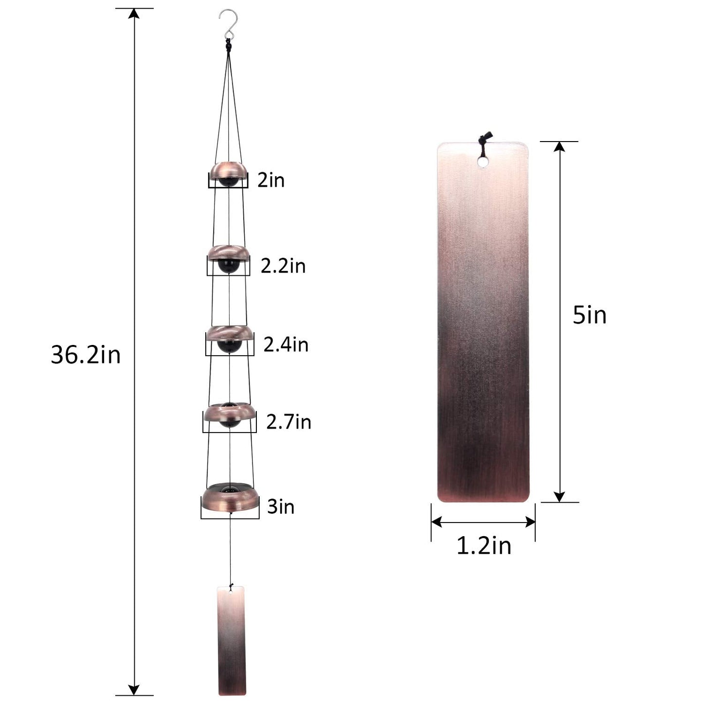 Copper Wind Chimes, Temple Wind Chime,Feng Shui Wind Chimes for Home Yard Outdoor Decoration