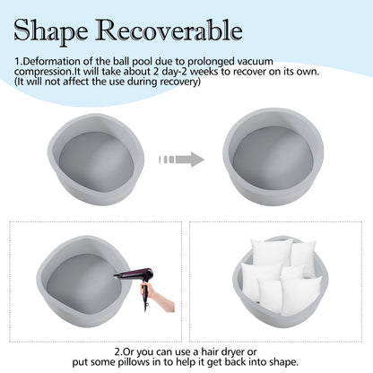 SHJADE Foam Ball Pit, 35.4"x 11.8" Ball Pits for Toddlers, Soft Round Kiddie Baby Playpen Ball Pool for Kids, Ideal Gift for Babies Indoor and Outdoor Game, Grey, (Balls not Included)