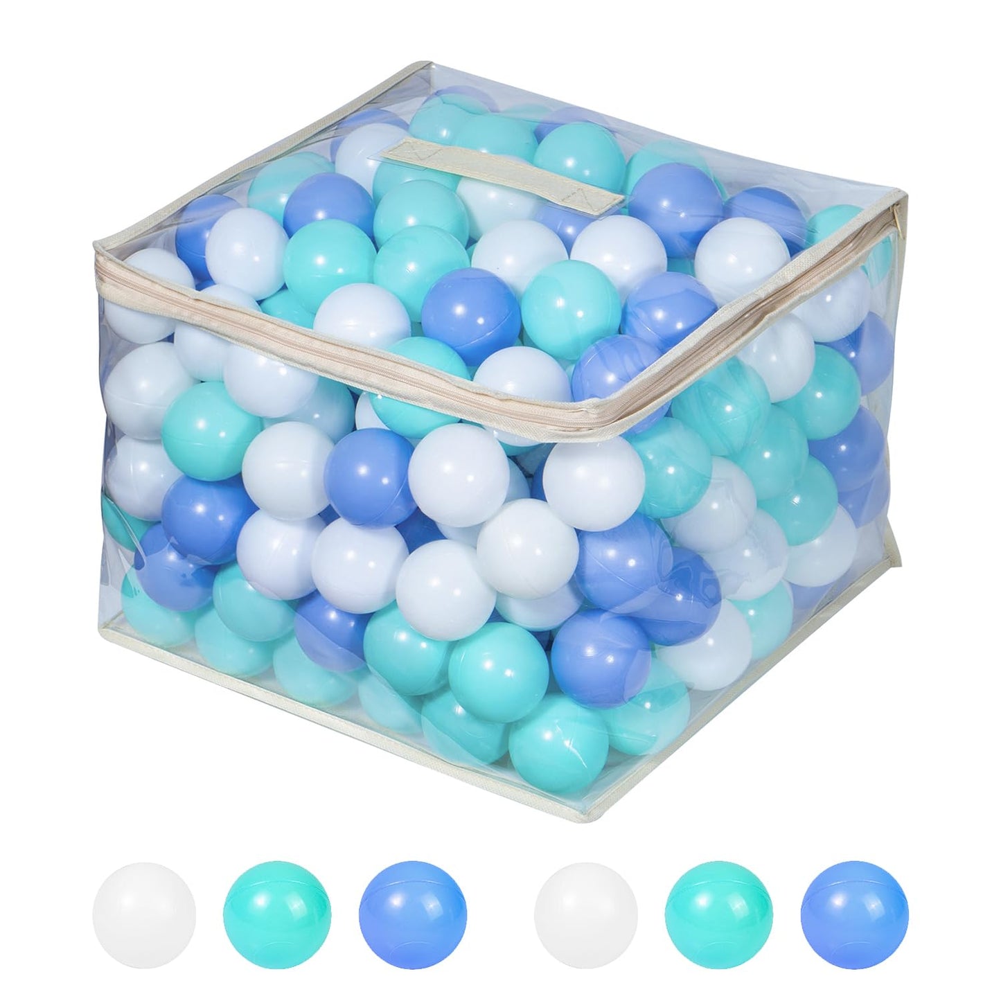 MoonxHome Ball Pit Balls for Toddlers, BPA Free Crush Proof Plastic Toy Balls for Ball Pit, Children's Pool Water Toys, Ideal Gift for Christmas Balls for Play Tent 2.15" Pack of 500 White&Green&Blue