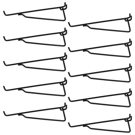 G.CORE Pegboard Shelf Hooks, 10-Pack 8" Black Peg Board Brackets, Organizer Accessories, Various Tools Storage Arrange System for Garage, Craft, Workshop, Workbench