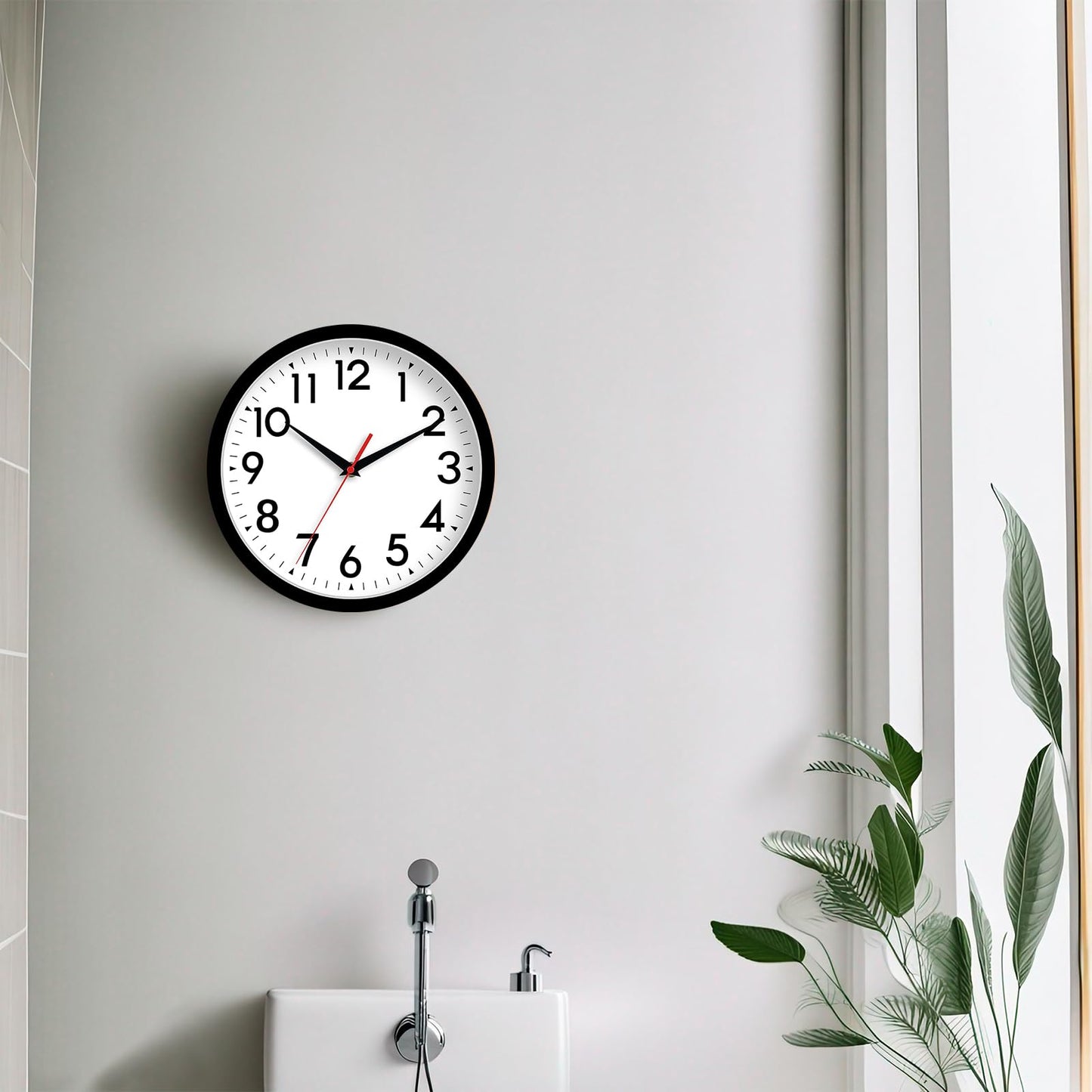 DAXSMY 12 Inch Wall Clock Silent Non-Ticking Battery Operated Analog Clock Decorative for Office Kitchen Outdoor Living Room Classroom Bedroom Bathroom School(Black)