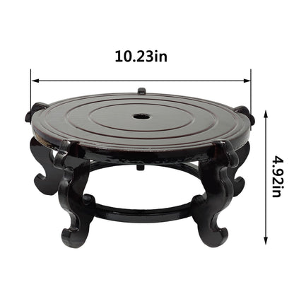 Feng Shui Chinese Wooden Fishbowl Planter Display Stand (10 Inch)