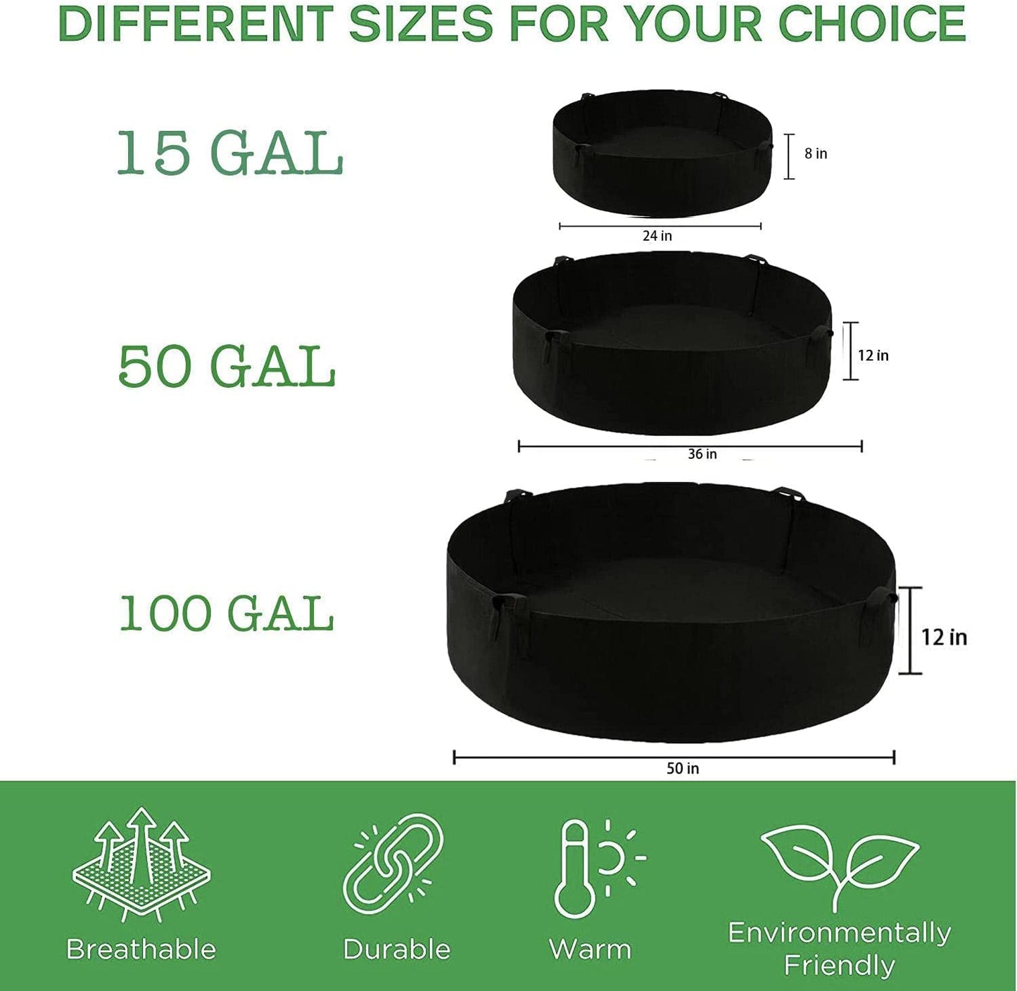 ZtohPyo 2-Pack 50 Gallon Plant Grow Bags, Large Fabric Raised Garden Bed with Handles,Durable Garden Beds Planters Aeration Gardening Container to Grow Vegetables for Outdoor Plants