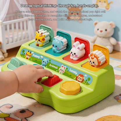 QXYXGS Pop Up Toys for 1 Year Old Boy Girl, Baby Interactive Animal Toy, Montessori Cause and Effect Learning Game, Fine Motor Skills Development, Birthday Gift for 6-12 12-18 Months Toddlers Green