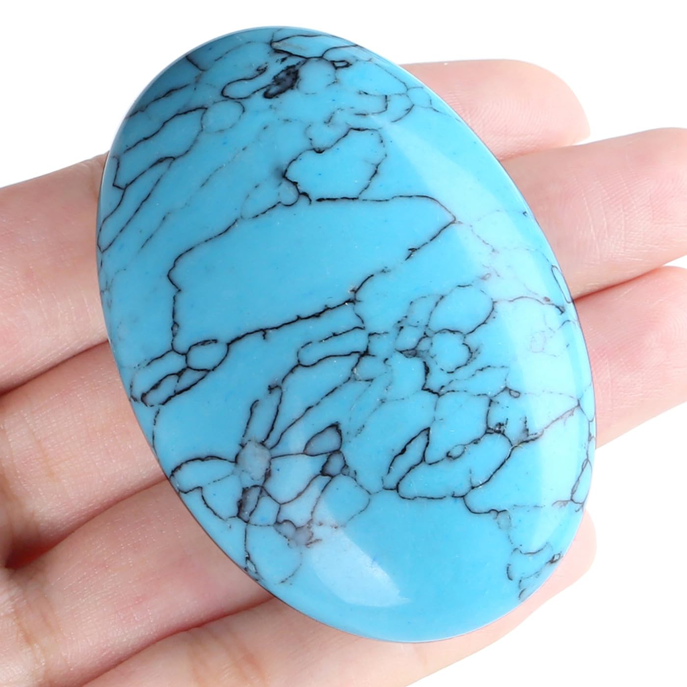 MAIBAOTA 2.4" Large Green Turquoise Crystal Stone Large Polished Palm Stone Healing Crystals 0.7" Thick Natural Reiki Gemstone Worry Stone Energy Balancing Anxiety Stress Relief Meditation 1 Pc