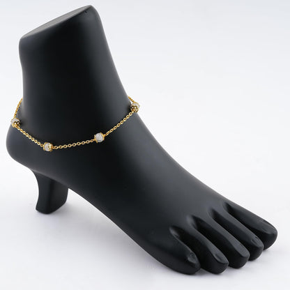 JEWEL OF ROCKS Trendsetting ROSE QUARTZ Anklet, Handmade Craft, Anklet Beads Bracelet, Chakra Healing Anklet, Gemstone Women Jewelry, Hypoallergenic Gold Plated Brass Anklet 9 inch + 1.5 inch (1pcs)