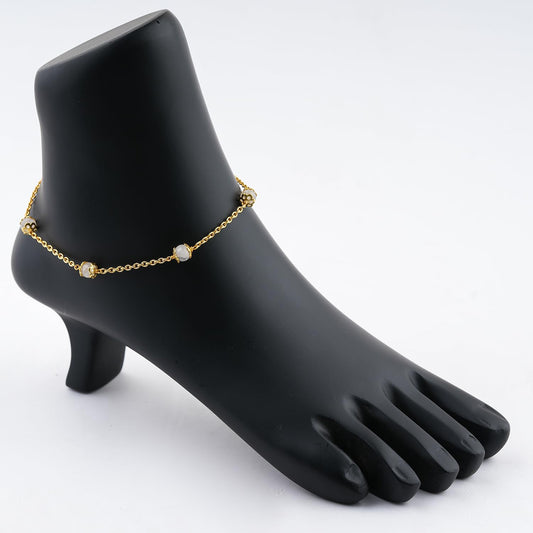 JEWEL OF ROCKS Trendsetting ROSE QUARTZ Anklet, Handmade Craft, Anklet Beads Bracelet, Chakra Healing Anklet, Gemstone Women Jewelry, Hypoallergenic Gold Plated Brass Anklet 9 inch + 1.5 inch (1pcs)