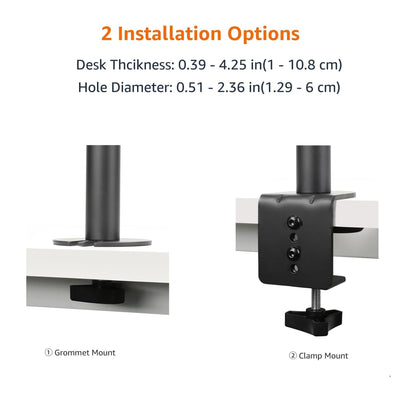 Amazon Basics Adjustable Dual Monitor Desk Mount, Holds up to 32" Monitors, Black
