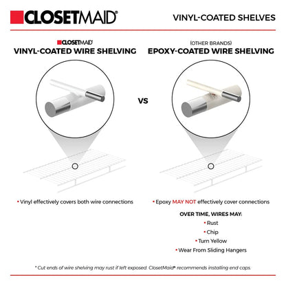 ClosetMaid ShelfTrack Wire Closet Organizer System, Adjustable from 5 to 8 Ft., with Shelves, Clothes Rods, Shoe Shelf, Hardware, Durable Steel, White