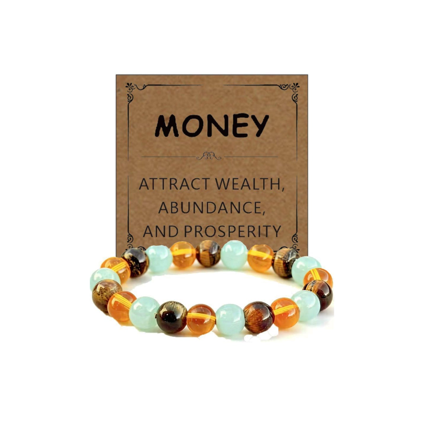 Adjustable Crystal Money Bracelets for Women Aventurine & Tiger-Eye Stone Beaded Bracelet Wealth Attraction Feng Shui Good Luck Elastic Bracelets Natural Healing Protection Jade Spiritual Jewelry (Wealth-Tiger's Eye + Green)