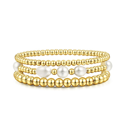 Badu Gold Beaded Bracelets for Women Boho Crystal Multiple Layered Stackable Wrap Bangle Set Paperclip Chain Trendy Jewelry (Gold-3Pcs-Pear2)