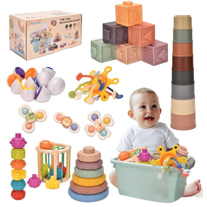 Majabike Baby Toys 6 to 12 Months 7 in 1 Montessori Teething Toys Sorting Sensory Educational Learning Gift for Toddlers Aged 1-3