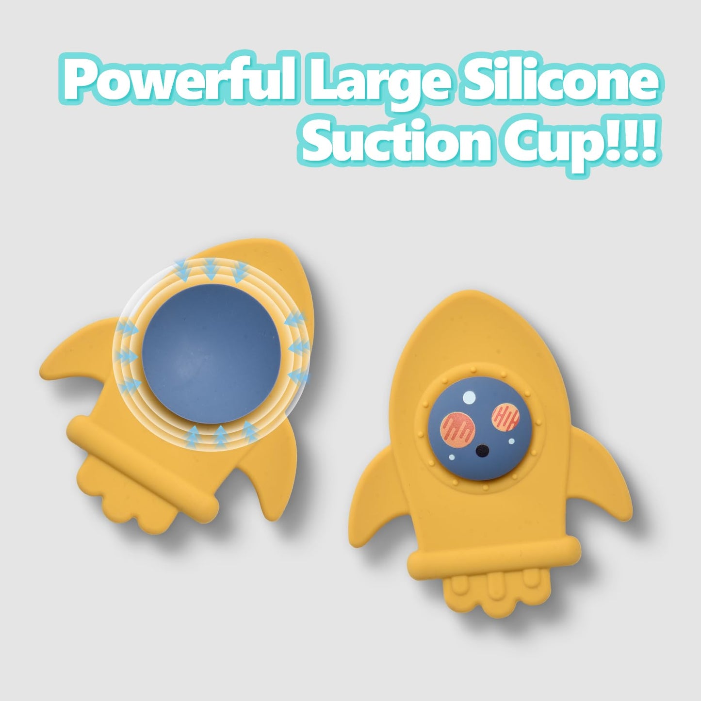 Silicone Suction Cup Spinner Toy for Babies&Toddlers – Food-Grade Safe & Fun Sensory Toy for Teething & Play – Perfect Baby Bath, High Chair & Travel Toy (Yellow+Green+Blue-Space)