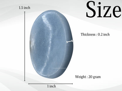 Amazing Gemstone Angelite Worry Stone Crystals & Healing Stones - Worry Stones for Stress Relief Gifts - Piedra Crystal Fidget for Meditation, Relaxation - Unique Stocking Stuffers and Gifts
