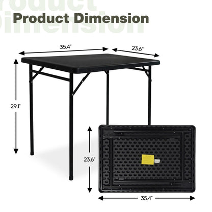 3ft Rectangular Folding Table for All-Occasion, Foldable Table with HDPE Tabletop and Steel Legs, Durable and Stable Small Folding Table, Perfect for Camping, Picnic, Party, Indoor & Outdoor, Black