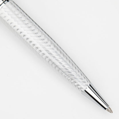 Conklin Herringbone Signature Ballpoint Pen Silver + Free Extra Black Gel Refill – Luxury Twist Pen Gift for Office, Writers, Professionals