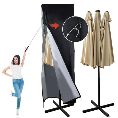 DOCEPERT Patio Umbrella Parasol Cover, 420D Waterproof Outdoor, Fits 13-15 ft Double-Sided Large Umbrella, Garden, Top Vent, Zipper, Windproof Anti-UV