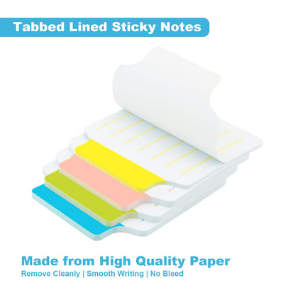 AAAA 4A 2 Pads Divider Sticky Notes Tabs 2 2/3 x 2 7/8 Inches, White, Lined Sticky Notes with Lines for Notebooks, Books, Office, School Supplies, 15 Sheets/Divider, 4 Dividers/Pad, 120 Sheets Total