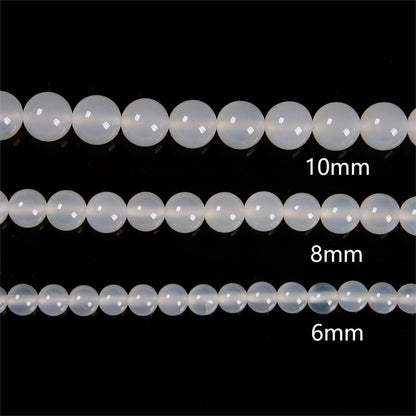 48Pcs 8mm White Agate Natural Faceted Round Loose Real Stone Beads Gemstone Genuine for DIY Hand Made Craft Jewelry Bracelet Earring Necklace String Making Energy Healing Power