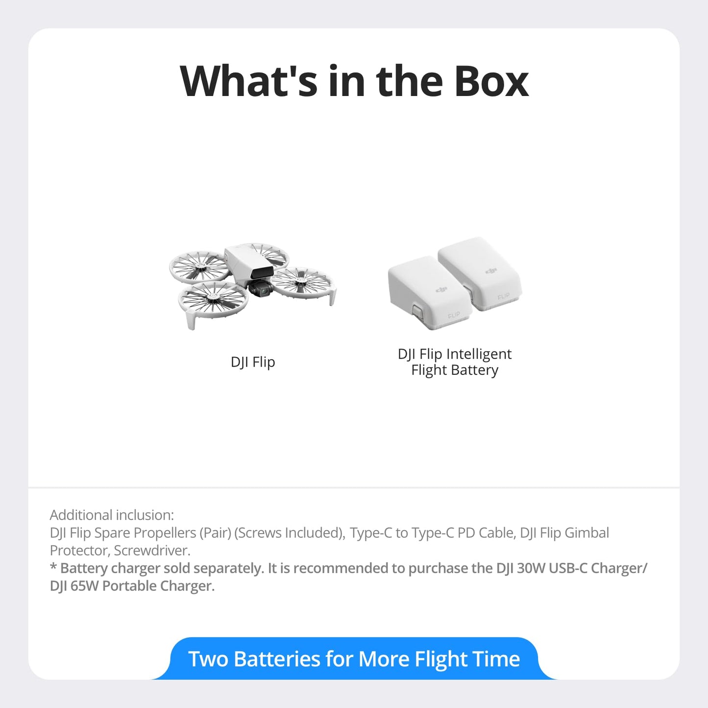 DJI Flip Two Battery Combo Without Screen Remote Controller, Drone With 4K UHD Camera for Adults, Palm Takeoff, Auto Return, Intelligent Flight, 2 Batteries
