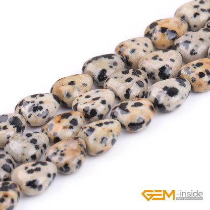 GEM-Inside 10mm Heart Charms Natural Khaki Yellow Dalmatian Dalmation Jasper Gemstone Stone Beads for Jewelry Making Full 15" Strand Power Energy Healing Stone Beads
