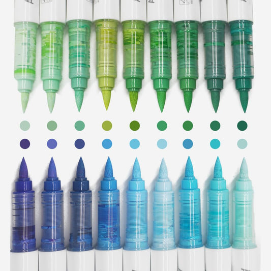 Corpapen 18 Colors Acrylic Paint Markers, Nature Color Set (Green & Blue), Smooth Flow Paint Pens for Adult Rock Painting, Wood, Canvas & DIY Craft Projects