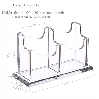 SANRUI Vertical Business Card Holder - Acrylic Clear Desktop Display Stand for Office, Home & Exhibition - Sleek Design, Durable, Easy Access,Professional Card Storage, 2 Slots