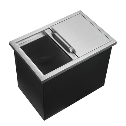 Garvee 18" Drop in Ice Chest 40.9QT Built-in Cooler, Stainless Steel Outdoor Kitchen Ice Bin with Sliding Lid & Drain, Insulated Bar Ice Storage for Patio, BBQ, Home Bar Beverage Station