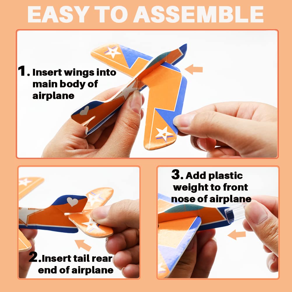 WODMAZ Foam Airplanes Toys for Kids, 7 Different Designs Foam Planes for Boys Girl School Classroom Exchange Prize, Fun Planes Easter Party Favors Easter Basket Stuffers