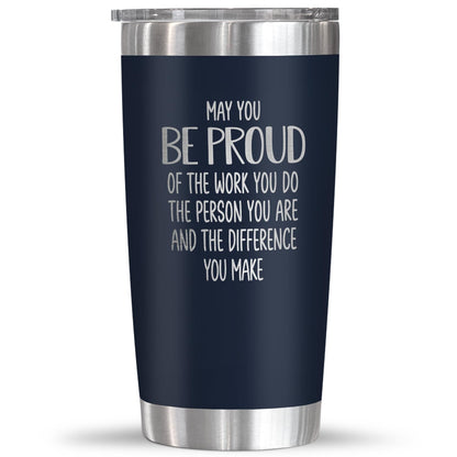 OASSIE Thank You Gifts for Men Women - Proud of You 20 oz Stainless Steel Coffee Tumbler - Teachers Day Birthday Retirement Employee Nurse Teacher Appreciation Gifts for Men Women Coworkers Boss