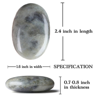 MAIBAOTA 2.4" Large Grey Labradorite Crystal Stone Polished Palm Stone Healing Crystals 0.7" Thick Natural Reiki Gemstone Worry Stone Energy Balancing Anxiety Stress Relief Meditation 1 Pc
