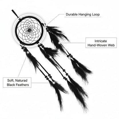 Handmade Large Wood Beads Dream Catcher Dreamcatcher Craft Hanging Pendant Ornament Gift for Living Room Home Decoration Wedding and Festivals (Black)