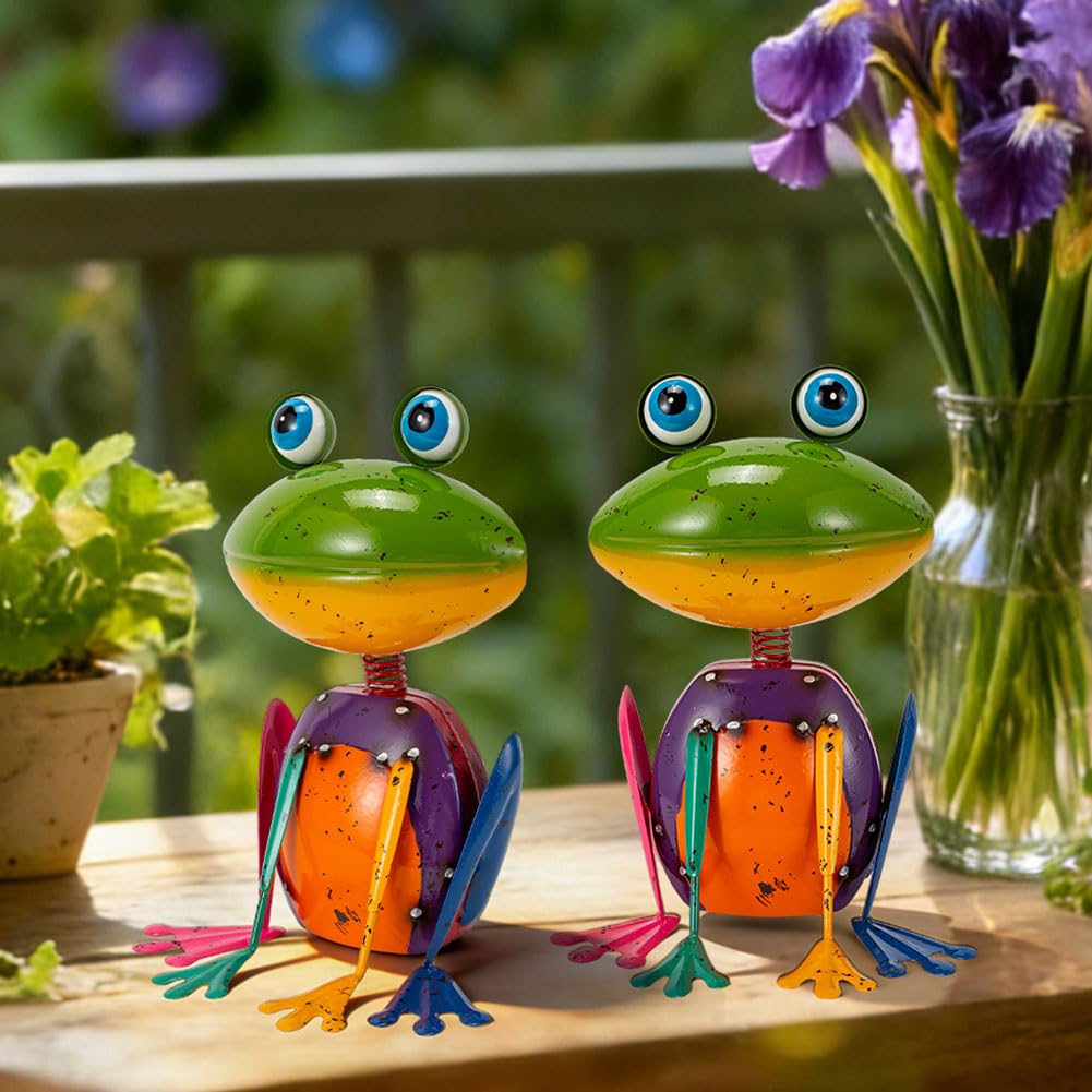 The Aura Collective Frog Garden Decor Metal Yard Art Rustproof Garden Statues Outdoor Figurines for Patio Porch Lawn Gardening Gifts