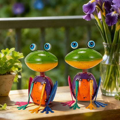 The Aura Collective Frog Garden Decor Metal Yard Art Rustproof Garden Statues Outdoor Figurines for Patio Porch Lawn Gardening Gifts