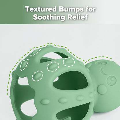 haakaa 2-in-1 Baby Teething Toy,Octopus Teether with Gentle Rattle,Soft Textured Teether for Sore Gums,Easy to Grasp Sensory Toy for Babies 3M+,Pea Green