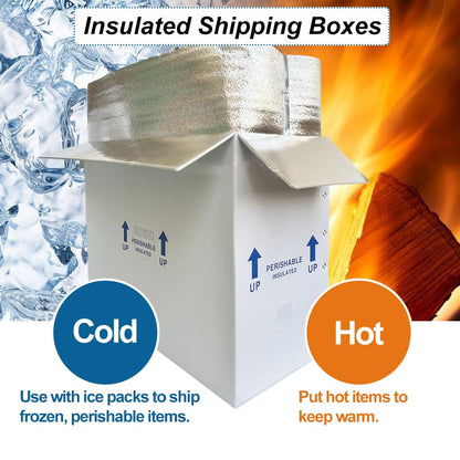 ROTCH Insulated Shipping Boxes with Liners, 4 Pack 26x11x19'', Cold Shipping Box Coolers for Perishable Frozen Food, White (T261119-4L-W)