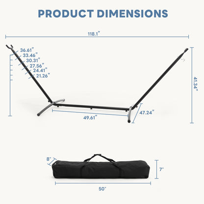 DUMOS Hammock Stand Only, Heavy Duty Hammock Stands for Double 2 Person, Portable Steel Stand for Outside Garden Backyard Patio Pool Beach with Carrying Case