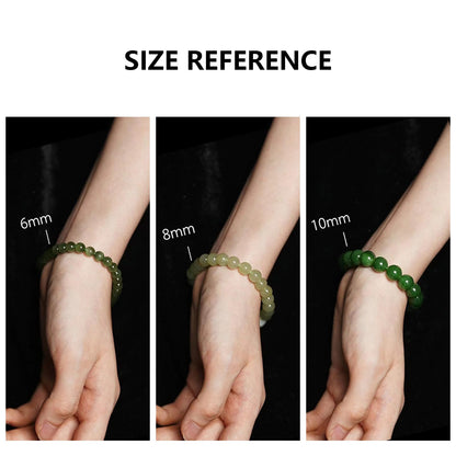 DIQIO Jade Stone Beads for Jewelry Making - 6mm Gemstone Round Loose Beads for Bracelets(58-60pcs, Green Alashan Jade)