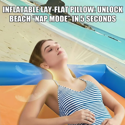 ROMIVO Beach Blanket, Large Beach Blanket Sandproof, 79"x83" Beach Mat for Family, Beach Mats with Pillow, Camping Sleeping Mat Portable Outdoor with Side Walls, Beach Essentials (Blue-Orange)