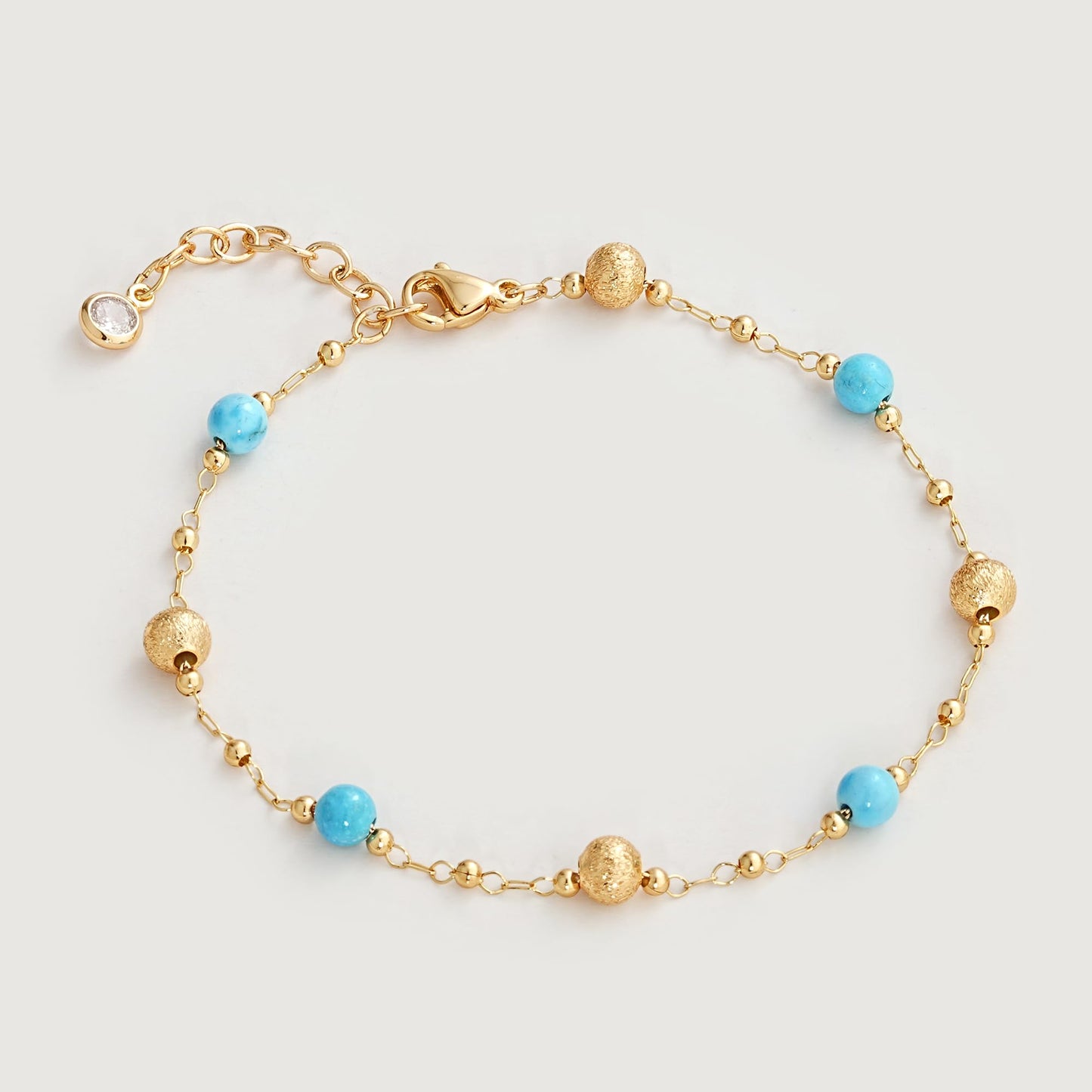MEVECCO Gold Bracelet for Women 18K Gold Plated Turquiose Beads Custom Handmade Mixed Beaded Charm Chain Stone Bracelet Jewelry Gifts